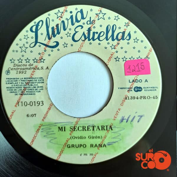 Disco de Vinilo Grupo Rana - Mi Secretaria / Como Te Extraño Mi Amor (Promocional) Vinyl Record