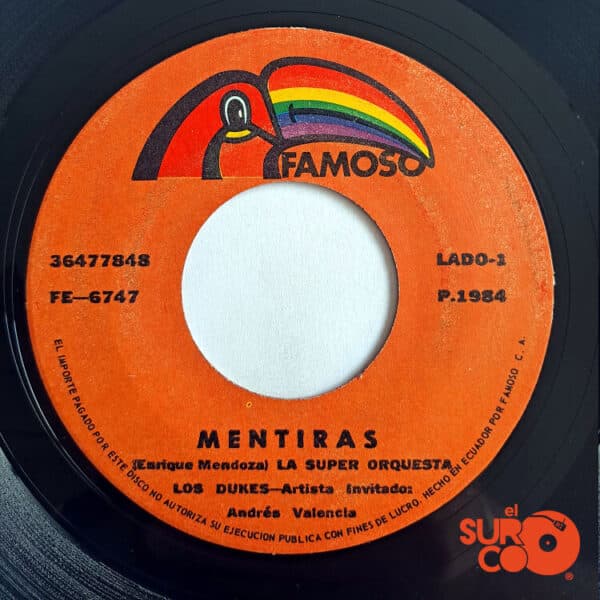 Disco de Vinilo Super Orquesta Los Dukes - Mentiras / Te Vas A Quedar Solita Vinyl Record
