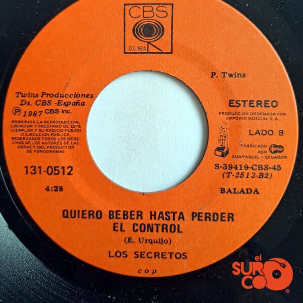 Disco de Vinilo Los Secretos - No Me Falles / Quiero Beber Hasta Perder El Control Vinyl Record
