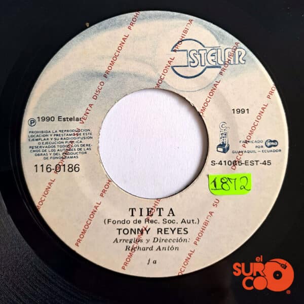 Disco de Vinilo Tonny Reyes - La Pelua / Tieta (Promocional) Vinyl Record