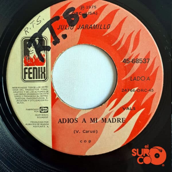 Disco de Vinilo Julio Jaramillo - Adiós A Mi Madre / Feliz Cumpleaños Mamá Vinyl Record