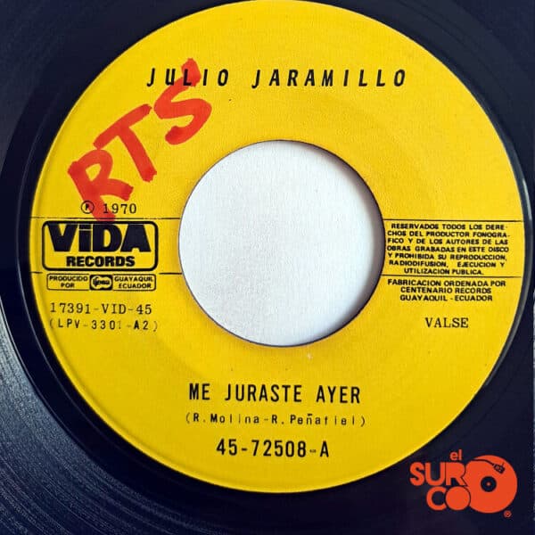 Disco de Vinilo Julio Jaramillo - Me Juraste Ayer / Jardín Del Alma Vinyl Record