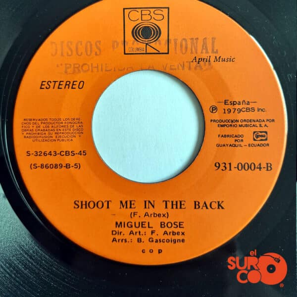 Disco de Vinilo Miguel Bosé - Creo En Ti / Shoot Me In The Back Vinyl Record