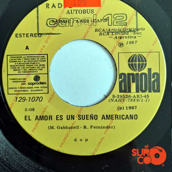 Disco de Vinilo Autobus - El Amor Es Un Sueño Americano / Flores De Plástico (Promocional) Vinyl Record