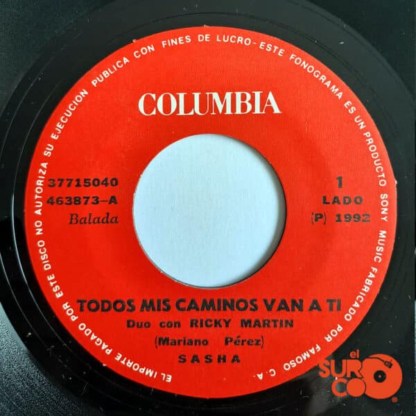 Disco de Vinilo Sasha - Todos Mis Caminos Van A Ti / Siento Vinyl Record