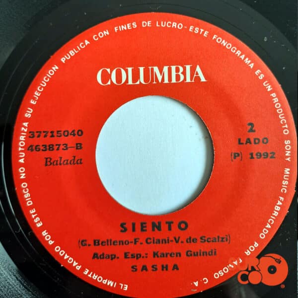 Disco de Vinilo Sasha - Todos Mis Caminos Van A Ti / Siento Vinyl Record