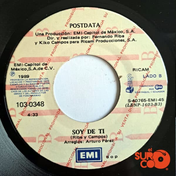Disco de Vinilo Postdata - Tu No Serás / Soy De Ti (Promocional) Vinyl Record