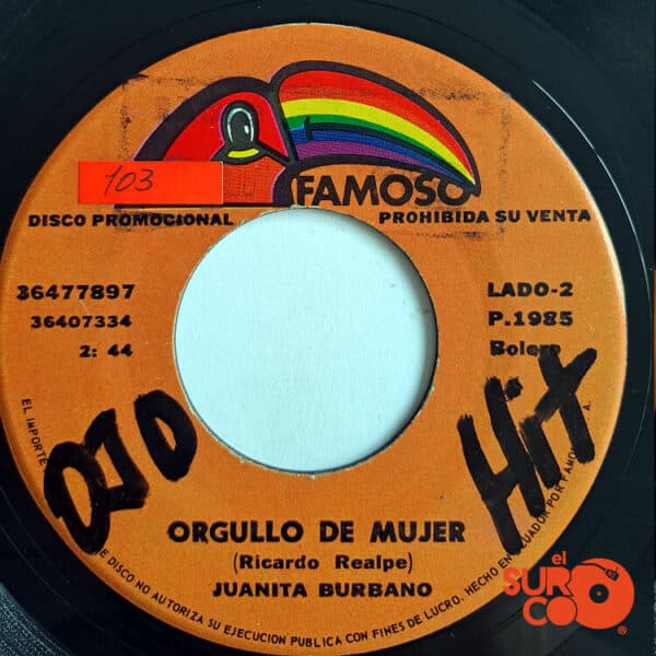 Disco de Vinilo Juanita Burbano - Por Nada Del Mundo / Orgullo De Mujer Vinyl Record