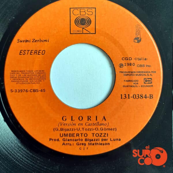 Disco de Vinilo Umberto Tozzi - Claridad / Gloria Vinyl Record