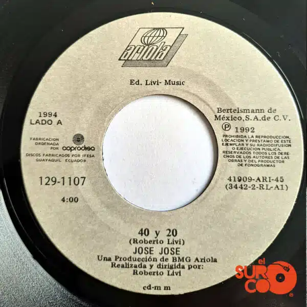 Disco de Vinilo José José - 40 Y 20 / Lo Que Me Quedó De Mi Vinyl Record