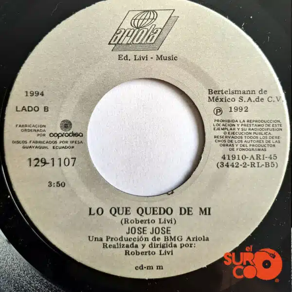 Disco de Vinilo José José - 40 Y 20 / Lo Que Me Quedó De Mi Vinyl Record