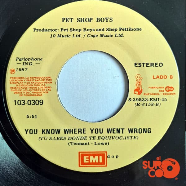 Disco de Vinilo Pet Shop Boys - It’s A Sin / You Know Where You Went Wrong Vinyl Record