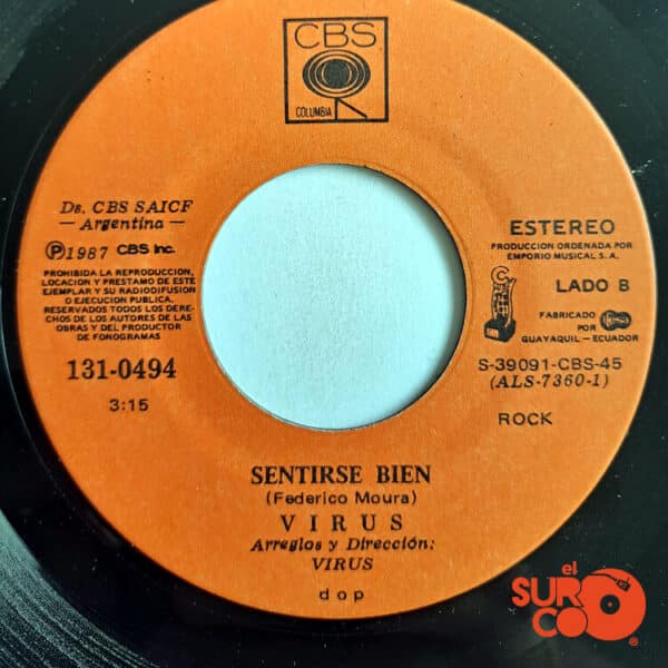 Disco de Vinilo Virus - Una Luna De Miel En La Mano / Sentirse Bien Vinyl Record