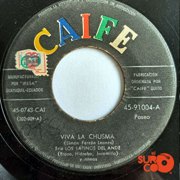 Disco de Vinilo Trío Los Latinos Del Ande - Viva La Chusma / Adiós Carmelita Vinyl Record