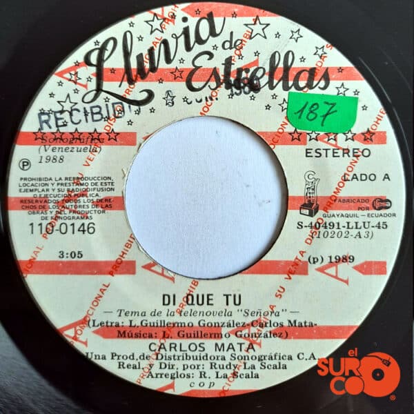 Disco de Vinilo Carlos Mata - Di Que Tu / Una Vez Más Vinyl Record