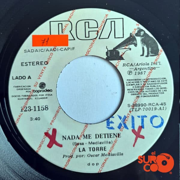 Disco de Vinilo La Torre - Nada Me Detiene / Muriendo De Pie (Promocional) Vinyl Record