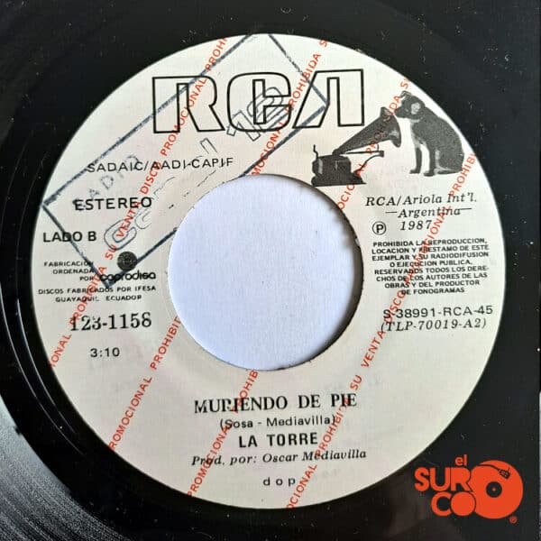 Disco de Vinilo La Torre - Nada Me Detiene / Muriendo De Pie (Promocional) Vinyl Record