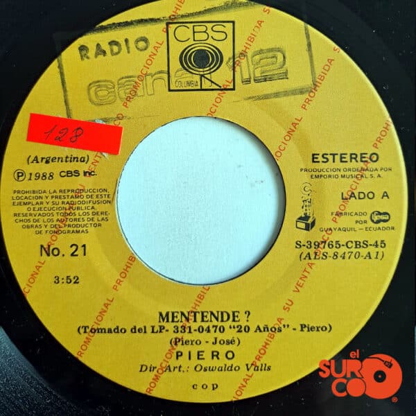 Disco de Vinilo Piero - Mentende? / Un Hombre Común Vinyl Record