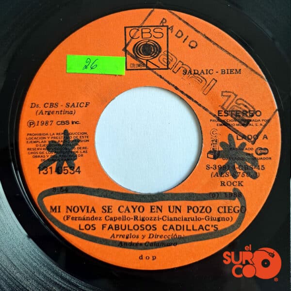 Disco de Vinilo Los Fabulosos Cadillacs - Mi Novia Se Cayó En Un Pozo Ciego / El Genio Del Dub Vinyl Record