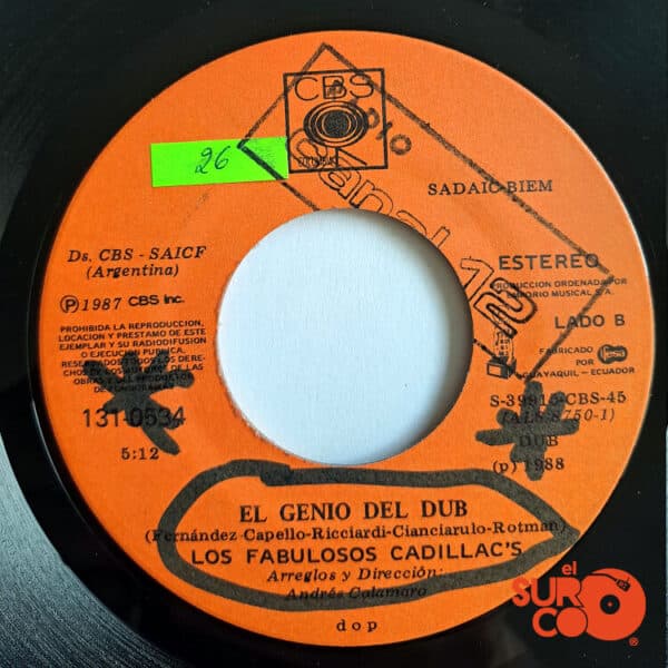 Disco de Vinilo Los Fabulosos Cadillacs - Mi Novia Se Cayó En Un Pozo Ciego / El Genio Del Dub Vinyl Record