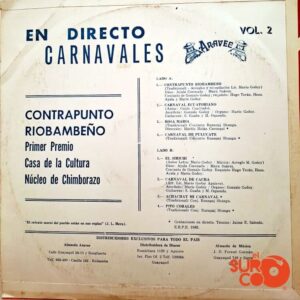 Disco de Vinilo Contrapunto Riobambeño - Carnavales Aravec Vol 2 Vinyl Record