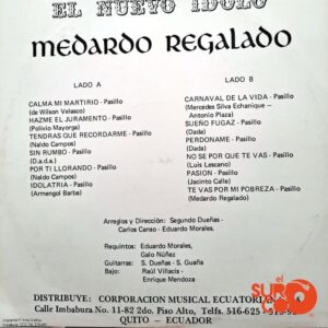 Disco de Vinilo Medardo Regalado - El Nuevo Ídolo Vinyl Record
