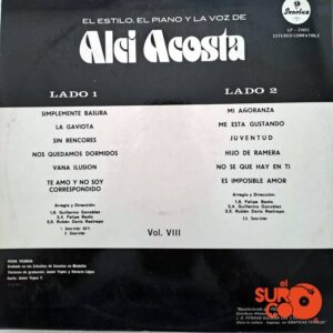 Disco de Vinilo Alci Acosta - El Estilo, El Piano Y La Voz Vol 8 Vinyl Record