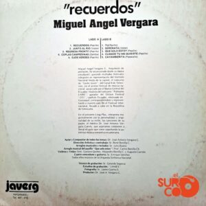 Disco de Vinilo Miguel Angel Vergara - Recuerdos Vinyl Record