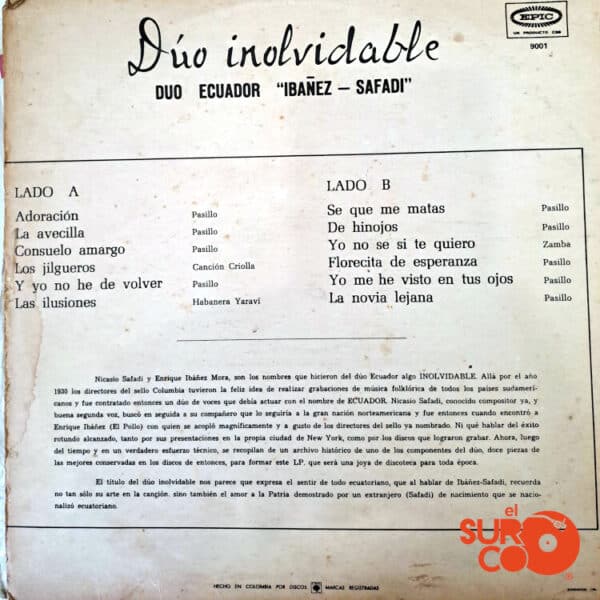 Disco de Vinilo Dúo Inolvidable - Dúo Inolvidable Vinyl Record