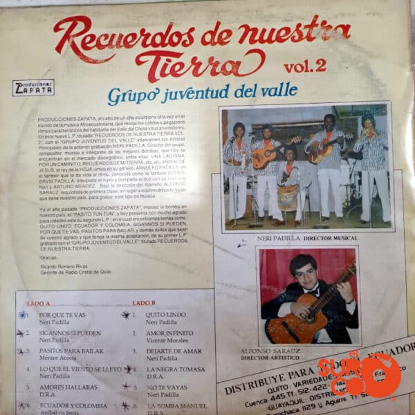 Disco de Vinilo Grupo Juventud Del Valle - Recuerdos De Mi Tierra Vol 2 Vinyl Record