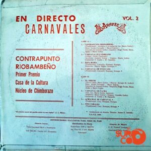 Disco de Vinilo Contrapunto Riobambeño - En Directo Carnavales Aravec Vol 2 Vinyl Record