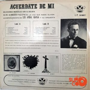 Disco de Vinilo Luis Alberto Valencia - Acuérdate De Mi Vinyl Record