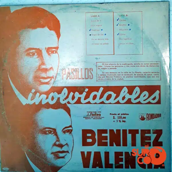Disco de Vinilo Dúo Benítez Y Valencia - Pasillos Inolvidables Vol 1 Vinyl Record