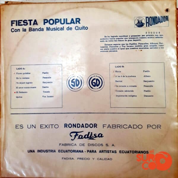 Disco de Vinilo Banda Orquesta Quito - Fiesta Popular Vinyl Record