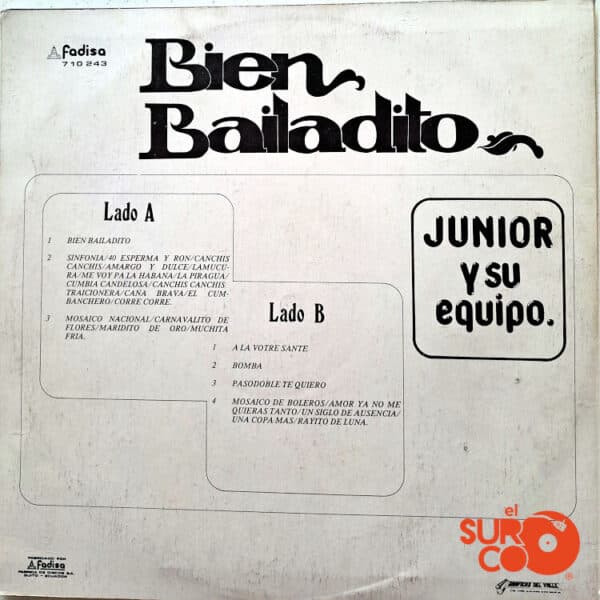 Disco de Vinilo Junior Y Su Equipo - Bien Bailadito Vinilo Vinyl Record