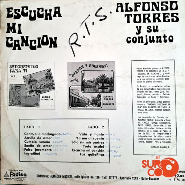Disco de Vinilo Alfonso Torres y Su Conjunto - Escucha Mi Canción Vinyl Record