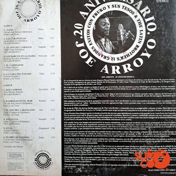 Disco de Vinilo Joe Arroyo - 20 Aniversario Vinyl Record