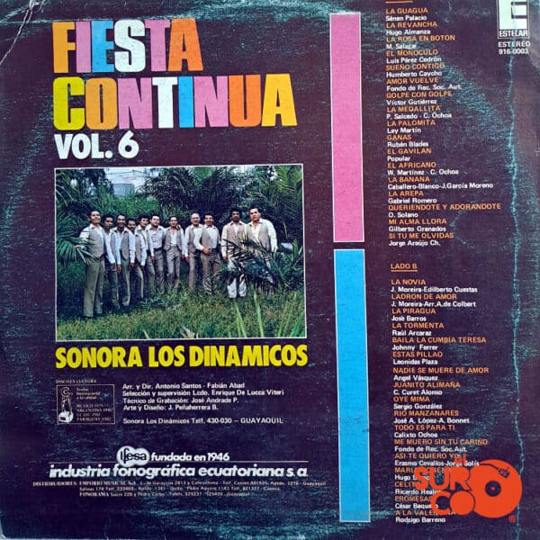 Disco de Vinilo Sonora Los Dinámicos - Fiesta Continua Vol. 6 Vinyl Record