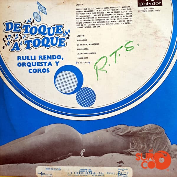 Disco de Vinilo Rulli Rendo - De Toque A Toque Vinyl Record