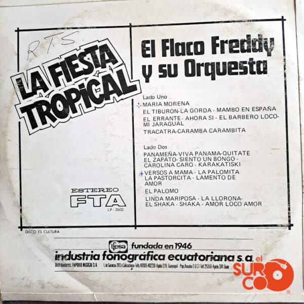 Disco de Vinilo El Flaco Freddy y Su Orquesta - La Fiesta Tropical Vinyl Record