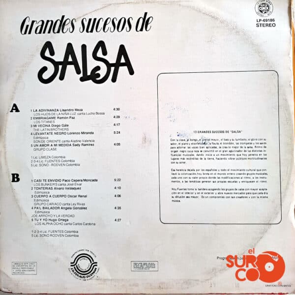 Disco de Vinilo Varios - Grandes Sucesos De Salsa Vinyl Record