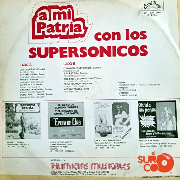 Disco de Vinilo Los Supersónicos - A Mi Patria Vinyl Record