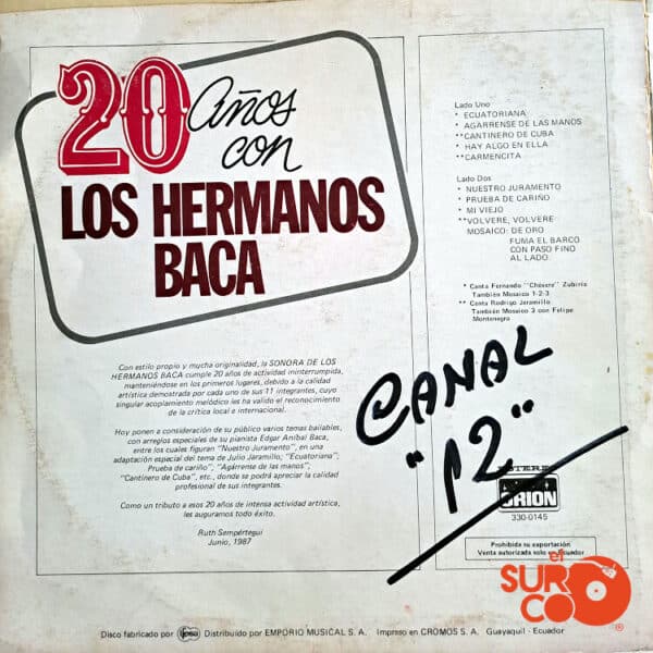 Vinilo Los Hermanos Baca - 20 Años Con Los Hermanos Baca Vinyl