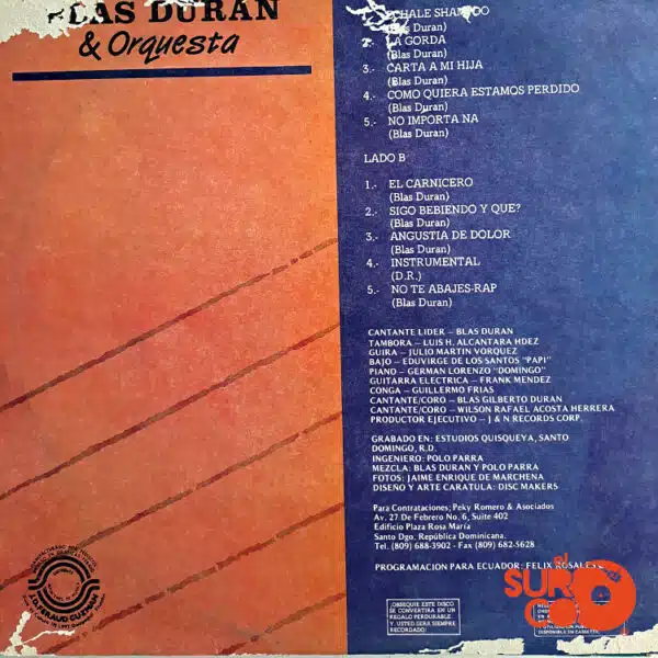 Disco de Vinilo Blas Durán - El Carnicero Vinyl Record