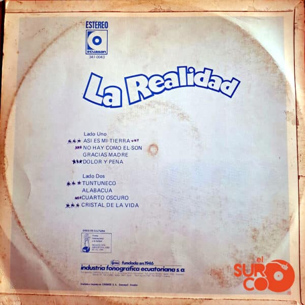 Disco de Vinilo La Realidad - La Realidad Vinyl Record