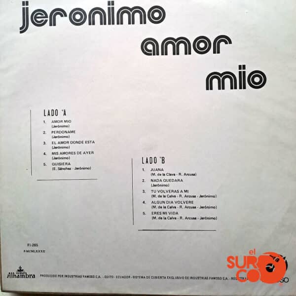 Disco de Vinilo Jerónimo - Amor Mio Vinyl Record
