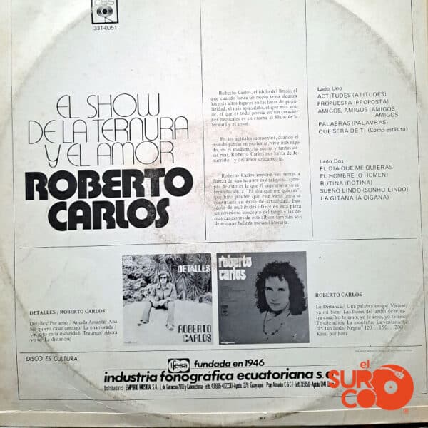 Disco de Vinilo Roberto Carlos - El Show De La Ternura Y El Amor Vinyl Record