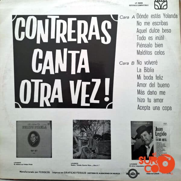 Disco de Vinilo Contreras - Contreras Canta Otra Vez Vinyl Record