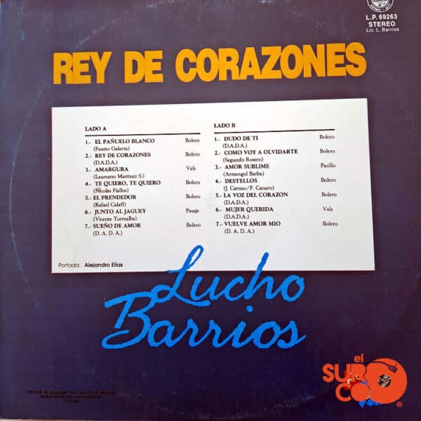 Disco de Vinilo Lucho Barrios - Rey De Corazones Vinyl Record