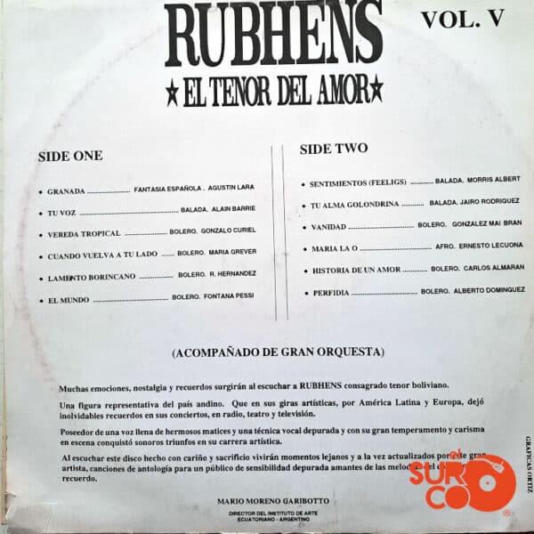 Disco de Vinilo Rubhens - El Tenor Del Amor Vinyl Record